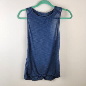Athleta Blue Sheer Mesh Athletic Striped Racerback Tank Top sz XS?